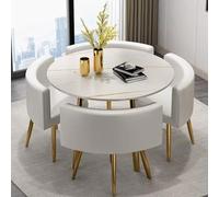 Table de salle à manger ronde moderne pour 4 personnes - Table basse élégante parfaite pour petit salon, salle à manger ou salle de réception - Design carré peu encombrant, H