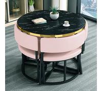 Table de salle à manger ronde noire moderne de 89,9 cm avec 4 chaises, cuisine et bureau Cact Fourrure élégante pour salle à manger et table basse, parfait pour les espaces de conférence et de salon