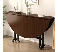 Table de salle à manger ronde pliable avec 6 roues - Polyvalente - Extensible - Gain de place - Bureau pliable pour la maison, le bureau et la salle à manger