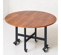 Table de salle à manger ronde pliable avec 6 roulettes - Économie d'espace - Support en acier au carbone - Design polyvalent à trois volets pour les petits espaces - Portable et pratique