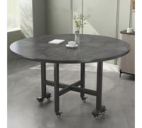 Table de salle à manger ronde pliable avec 6 roulettes - Économie d'espace - Support en acier au carbone - Design pliable polyvalent - 3 formes - Idéale pour les petits espaces et la salle à manger.
