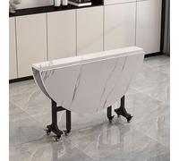 Table de salle à manger ronde pliable avec 6 roulettes, table centrale extensible polyvalente pour cuisine, salon ou chalet, gain de place, portable et design élégant.