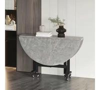 Table de salle à manger ronde pliable avec 6 roulettes - Table centrale extensible polyvalente pour cuisine, salon ou maison de campagne - Peu encombrant et facile à déplacer