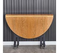 Table de salle à manger ronde pliable avec 6 roulettes, table de cuisine peu encombrante, support réglable en acier au carbone, design polyvalent à 3 formes pour les petits espaces