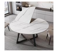 Table de salle à manger ronde pliable avec dessus en marbre blanc - Extension de table de 140 cm pour événements et fêtes - Solution de salle à manger portable et élégante