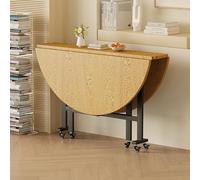 Table de salle à manger ronde pliable avec roulettes - 100 cm extensible pour cuisine/bureau avec finition bois originale design peu encombrant pour les petits espaces