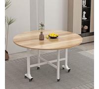 Table de salle à manger ronde pliante avec roulettes - Cadre en métal gain de place 3 en 1 design polyvalent pour petite cuisine/salle à manger moderne et facile à mobilité réduite.