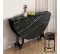 Table de salle à manger ronde pliante avec roulettes et tabourets, table de cuisine mobile multifonctionnelle pour petits espaces