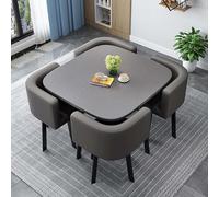 Table de salle à manger ronde polyvalente de 80 cm avec 4 chaises à bascule - Idéal pour le salon et la cuisine, design peu encombrant, parfait pour les conférences et les réunions de famille