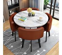 Table de salle à manger ronde pour 4 personnes avec chaises, table et chaises en marbre, table et quatre chaises, table et chaises en marbre, table et quatre chaises, bureau adapté pour salon, salon