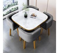Table de salle à manger ronde pour 4 personnes avec chaises, table et chaises en marbre, table et quatre chaises, table et chaises en marbre, table et quatre chaises, bureau adapté pour salon, salon