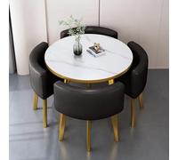 Table de salle à manger ronde pour 4 personnes avec chaises, table et chaises en marbre, table quatre chaises, bureau de réception et chaises en marbre, table et 4 chaises, convient pour le salon
