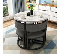 Table de salle à manger ronde pour 4 personnes - Design peu encombrant pour petits appartements, cuisines, balcons et bureaux - Parfait pour le petit déjeuner, le dîner et les réunions