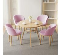 Table de salle à manger ronde pour 4 personnes pour appartement, petite table de conférence avec dossier en forme de U, chaises en tissu à poils courts, pour salle à manger, jeux, hôtes de vacances