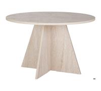 Table de salle à manger ronde Virella - Ø120x75cm - décor travertin