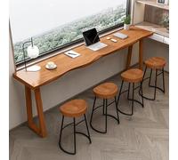 Table de salle à manger - Table de bar étroite en bois massif pour petits espaces, table de cuisine industrielle pour garde-corps, table uniquement (140 x 45 x 1 cm)