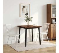 vidaXL 70 x 70 x 75 cm Bois d'Acacia Massif Naturel et café Carré, Table à Manger rectangulaire Moderne, Bois d'acacia avec Pieds en Acier, Meuble Tendance pour Salon et Cuisine