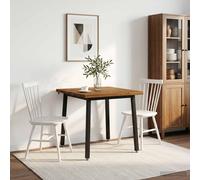 vidaXL 70 x 70 x 75 cm Bois d'Acacia Massif Naturel et café Carré, Table à Manger rectangulaire Moderne, Bois d'acacia avec Pieds en Acier, Meuble Tendance pour Salon et Cuisine