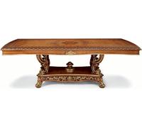 Table de salle à manger Table de salle à manger Grande table de salle à manger en bois brun baroque or XXL