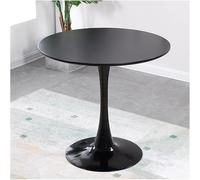 Table De Salle à Manger Tulipe Petite Table Ronde sur Pied avec Dessus en MDF Et Base en Acier Table De Bistrot Moderne Table De Cuisine D’Une Capacité De 300 LB, Black, 70X70X73CM