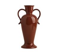 Table de salle à manger Vase en céramique vintage double oreille, décoration de la maison pour salon, arrangement floral, bureau (rouge)