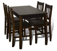 Table de salle à manger - vidaXL - Marron - 1 table et 4 chaises - Bois massif - Rectangulaire