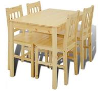 Table de salle à manger - vidaXL - Naturel - 1 table et 4 chaises - Bois de pin - 4 places
