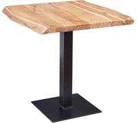 Table de salle à manger WOHNLING bord d'arbre 80 x 75 x 75 cm acacia massif Table de salle à manger, Petite table en bois de salle à manger, Table de cuisine design carrée