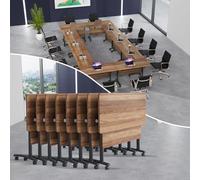 Table de salle de conférence pliable avec roulettes - Grande table de réunion de séminaire de 140 cm pour 2 à 16 personnes - Design rabattable pour bureau, école et salles de formation (2 jaune)