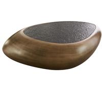 Table de Salon Sagana Or 120x80 cm avec Verre en Relief Taupe Table Basse