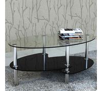 Table de salon / Table basse ovale noire verre Barcelone haute brillance vidaXL