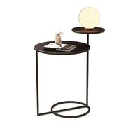 Table de Salon Table d'appoint en métal, table de canapé, petites tables basses rondes avec 2 plateaux, basse antirouille et imperméable, collation extérieure intérieure Table Basse(Noir)