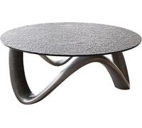 Table de Salon Tanju Argent 90x90 cm avec Verre en Relief Gris Table Basse