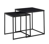 Table de salon WOHNLING Set de 2 tables métalliques d'appoint Angulaire Noir, Table d'appoint design Industriel, Table de salon Table carrée, Set de 2 tables d'appoint Acier