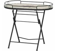 Table De Service Stella En Acier Noir Mat En Céramique Multicolore Pliable