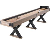 Table de shuffleboard VEVOR, shuffleboard de 11,5 pieds pour salle de jeux familiale, set de jeu combiné shuffleboard et bowling 2 en 1, avec terrain de jeu résistant aux rayures, pieds, 8 palets, set