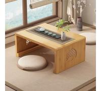 Table de Sol Chinoise en Bambou Basse Pliable Japonaise d'Autel pour Méditation, Tatami Portable pour Salon, Décoration de la Maison (Bûche, S)