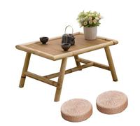 Table de sol en bambou - Table basse japonaise pour la méditation, table basse à profil bas pour les petits espaces, salon et chambre à coucher, pas de montage nécessaire (50 x 40 x 30 cm)