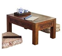 Table de sol japonaise antique, table basse, bureau d'ordinateur pour tatami, table basse, café sculpté antique, fenêtre en bois massif, tatami japonais moderne, petit thé zen, méditation, autel T