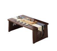 Table de sol japonaise - Bureau d'ordinateur portable avec pieds pliables - Plateau de service - Table de méditation antique en bois d'autel pour thé et café - 60 x 40 x 30 cm - Finition noyer