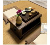 Table de sol japonaise pliable avec rangement - Table basse pour café et thé - Autel de méditation - Plateau de lit en bois pour s'asseoir - Marron - 60 cm