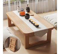 Table de sol japonaise pliable en bambou - Bureau bas portable pour café et thé pour petits espaces et utilisation en méditation | Idéal pour les baies vitrées (99,1 x 48,3 x 35,6 cm)
