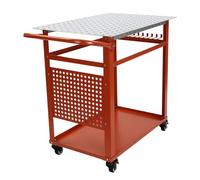 Table de soudage - Capacité de charge de 600 lbs - Établi industriel sur roues (91,44 x 61 x 91,44 cm) pour la réparation automobile et le travail des métaux - Rouge - Avec perforation/décapage