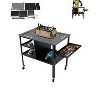 Table de soudage mobile 111 x 60 x 85 cm, table multifonction avec plateau latéral pliable, grande surface de travail, capacité de charge 500 kg, chariot de soudage avec roulettes pour atelier, maison