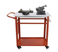 Table de soudage mobile, chariot de soudage, diamètre de perçage 16 mm, établi mobile avec roue universelle, double étagère, capacité de charge de 272 kg, table de soudage perforée avec plateau à