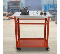 Table de soudage, table de montage, table de soudage en acier portable avec roulettes, table portable avec double plateau de rangement, plate-forme de travail multifonction