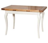 Table De Style Country Extensible En Bois Massif De Tilleul Châssis Blanche Vieillie Sur Surface Naturelle Aux Dimensions Multicolore