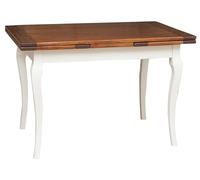 Table De Style Country Extensible En Bois Massif De Tilleul Châssis Blanche Vieillie Surface En Noisetier Aux Dimensions Multicolore
