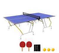 Table de tennis de table pliable compacte - SPORTNOW - 2 raquettes + 3 balles - 274L x 152,5l x 76H cm - bleu