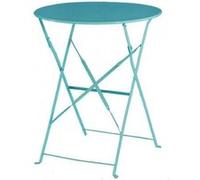 Table de Terrasse Bleu Turquoise en Acier Ronde 600 mm
